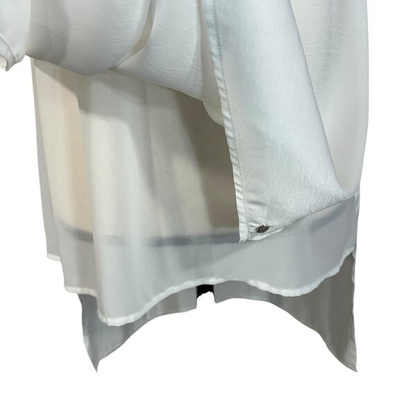 Guess Medium Bi-Level Top Sleeveless Sheer Lined Slits Rear Keyhole White Moon - Picture 2 of 10